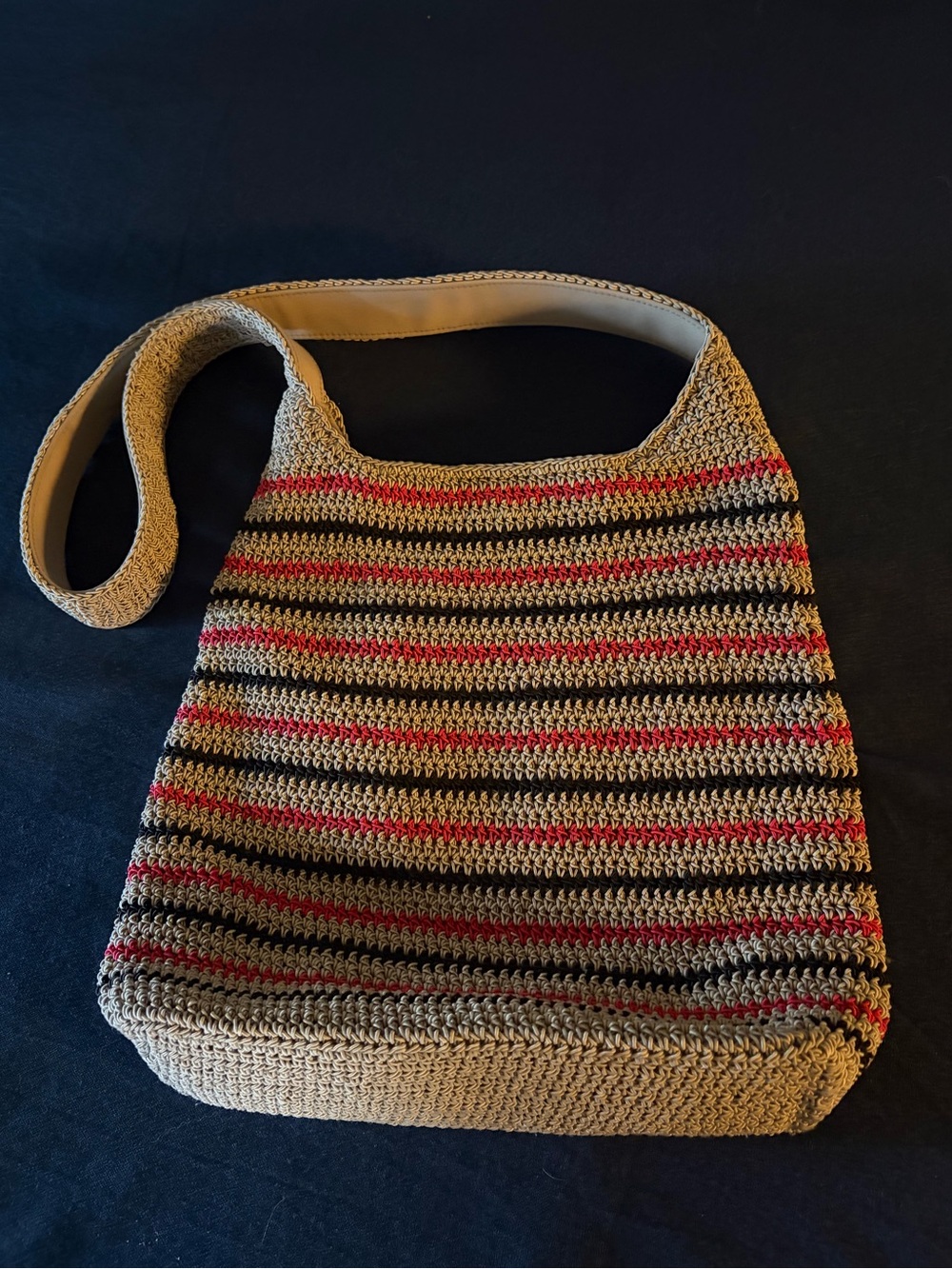 Vintage Villager Liz Claiborne Woven Crochet Hobo Shoulder Bag Purse Y2K Boho.